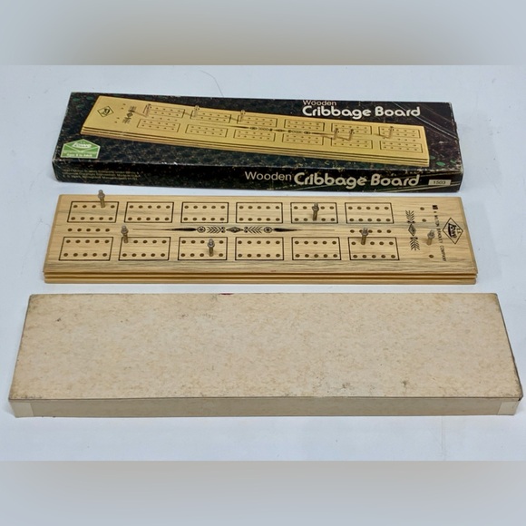 1974 Vintage Milton Bradley Steel Peg Wooden Cribbage Board - Picture 12 of 13